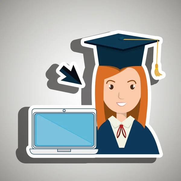 Estudiante mujer graduación educación — Vector de stock