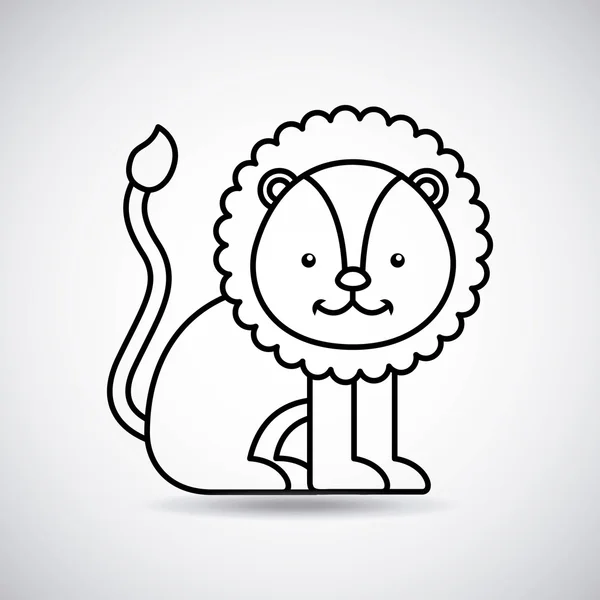 Tendre icône de carte lion mignon — Image vectorielle