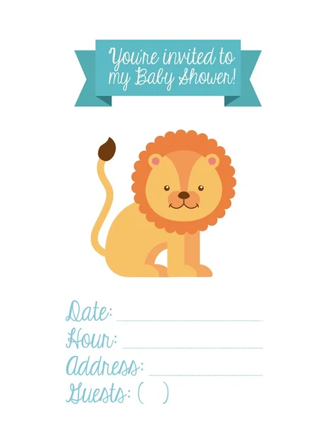 Animal bonito bebê chuveiro convite — Vetor de Stock