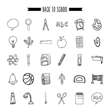 geri okula malzemeleri Icon set