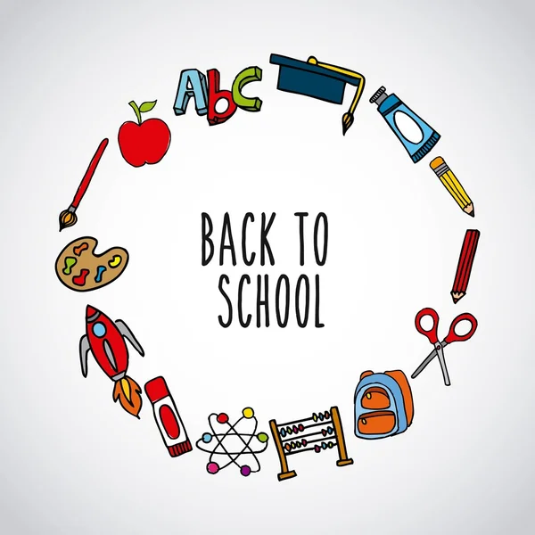 Back to school set supplies icon — Stock Vector