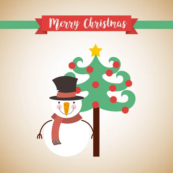 Niedlichen Schneemann Weihnachtsfigur — Stockvektor