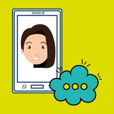 Kız çizgi film smartphone bulut sohbet