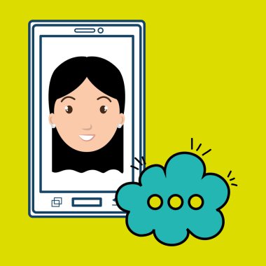 Kız çizgi film smartphone bulut sohbet