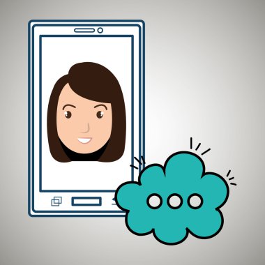 Kız çizgi film smartphone bulut sohbet