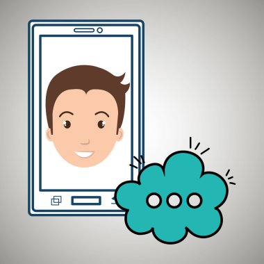 adam karikatür smartphone bulut sohbet