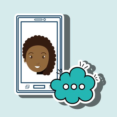 Kız çizgi film smartphone bulut sohbet