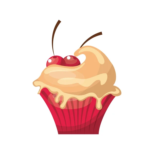 Delicioso cupcake dulce icono — Archivo Imágenes Vectoriales