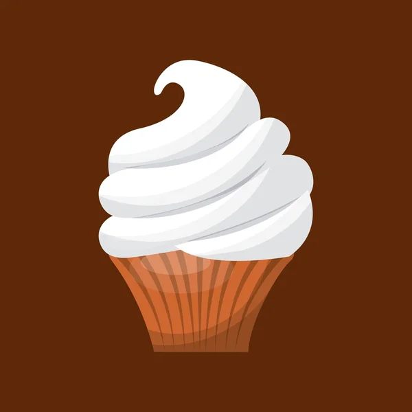 Delicioso ícone doce cupcake — Vetor de Stock