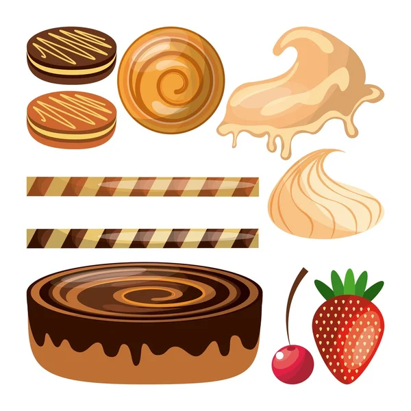 Delicioso postre dulce icono — Vector de stock