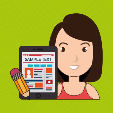 kadın karikatür smartphone örnek testi