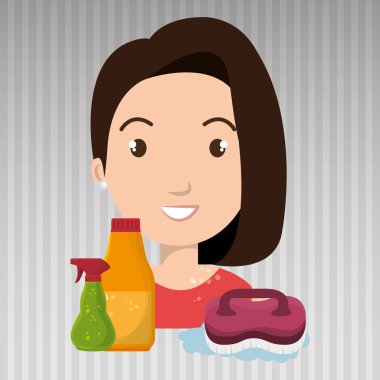 kadın karikatür temizleyin Temizleme fırçası