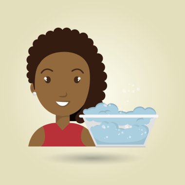 kadın karikatür su kovası plastik deterjan