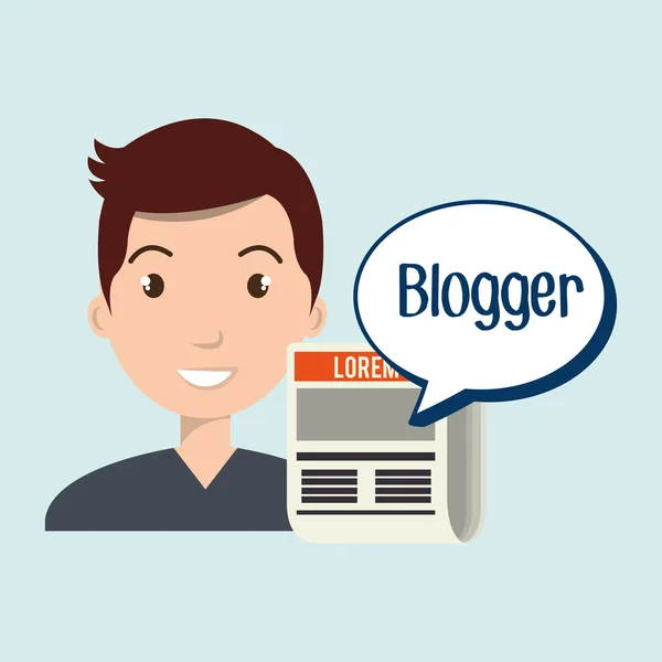 Man cartoon blogger web — Stockvector