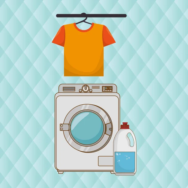 Machine à laver accrocher tshirt détergent — Image vectorielle