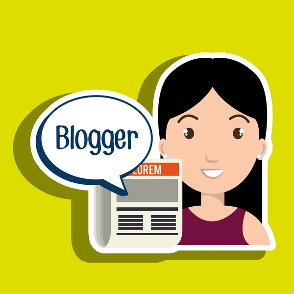 Жінка мультфільм блогер веб — стоковий вектор