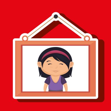 yüz kız çerçeveli resim asılı