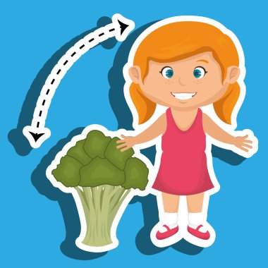 Kız çizgi film brokoli sebze