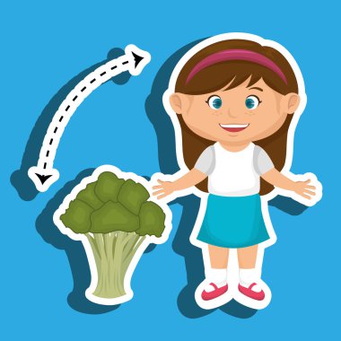 Kız çizgi film brokoli sebze