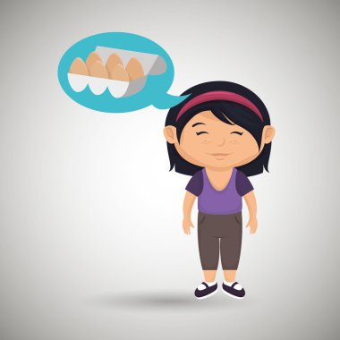 Kız çizgi film yumurta sağlık gıda