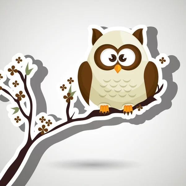 OWL bílé strom listy bílé — Stockový vektor
