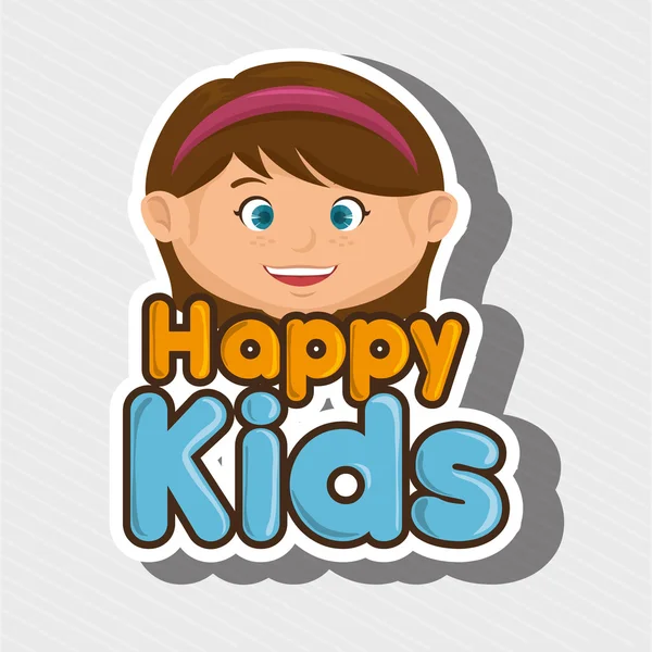 Cartoon girl happy kids smile — Stock Vector