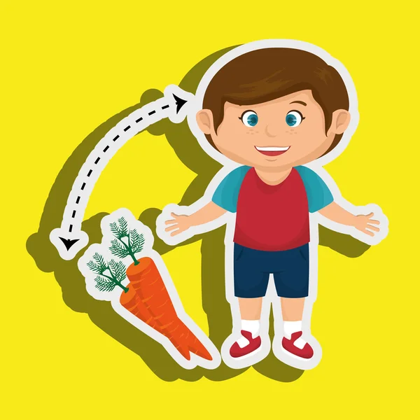 Niño dibujos animados zanahoria vegetal orgánico — Vector de stock