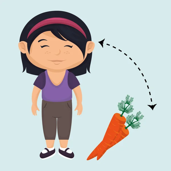 Дівчина мультяшна морква овочева органічна — стоковий вектор