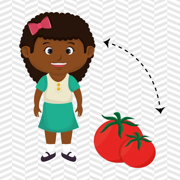 Dívka kreslený rajče rostlinné zdraví — Stockový vektor