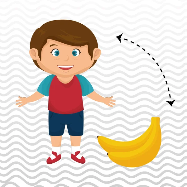 Dessin animé garçon pêche fruit — Image vectorielle