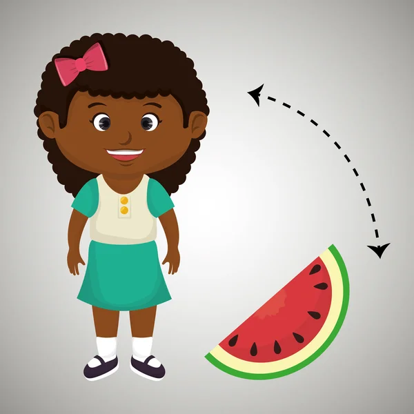 Karikatura dívka plátky melounu — Stockový vektor