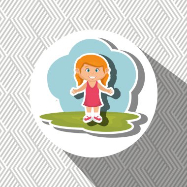 Cartoon girl meadow green vector Cartoon girl meadow green vector