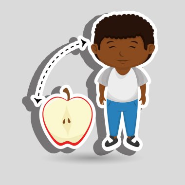 çocuk çizgi film dilimlenmiş meyve elma