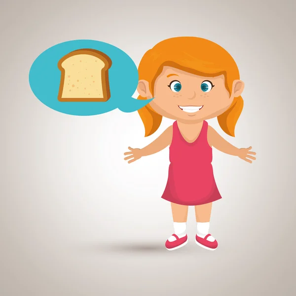 Девочка мультяшный кусок хлеба — стоковый вектор