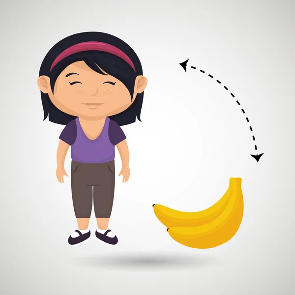 Cartoon meisje perzik fruit — Stockvector