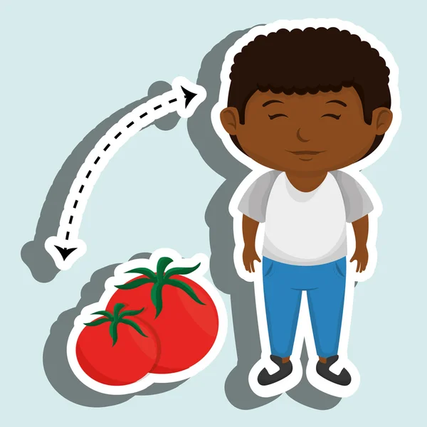 Мальчик мультяшный помидор растительного здоровья — стоковый вектор