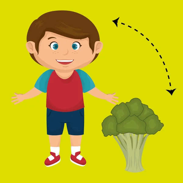 Boy cartoon broccoli grönsaker — Stock vektor