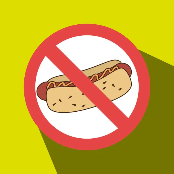 Hot dog fast food malsanté interdite — Image vectorielle