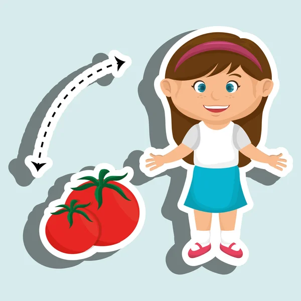 Girl cartoon tomato vegetable health — Stock Vector