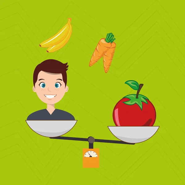 Органический баланс овощей и фруктов — стоковый вектор