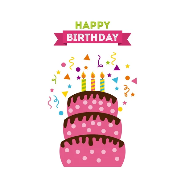 Feliz cumpleaños pastel celebración — Vector de stock