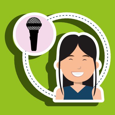 kadın mikrofon ses hoparlör