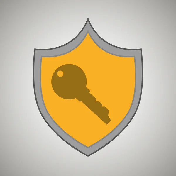 Symbol key safe yellow bakcground — Stock Vector