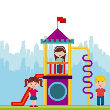 güzel çocuk oyun alanı ile oynayan çocuklar