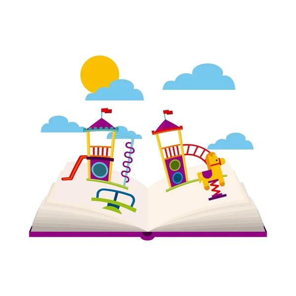 Mooie speeltuin met boeken die spelen — Stockvector