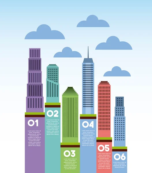 Prezentacja miasta infografikę budynków — Wektor stockowy