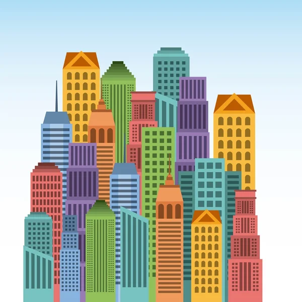 Buildings cityscape skyline icon — Stock Vector