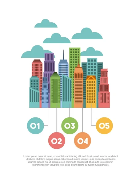 Infografía de edificios presentación de ciudad — Vector de stock