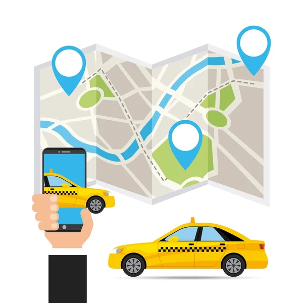 Serviço de táxi tecnologia aplicativo de transporte público —  Vetores de Stock
