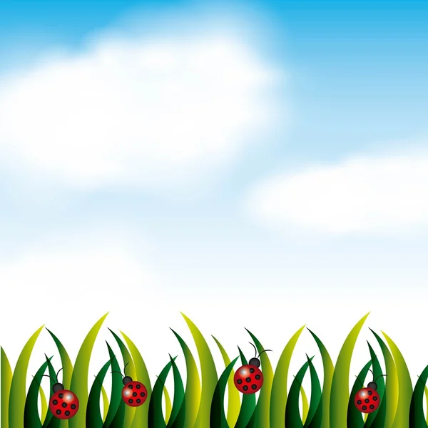 Fleurs de jardin et champ d'herbe — Image vectorielle